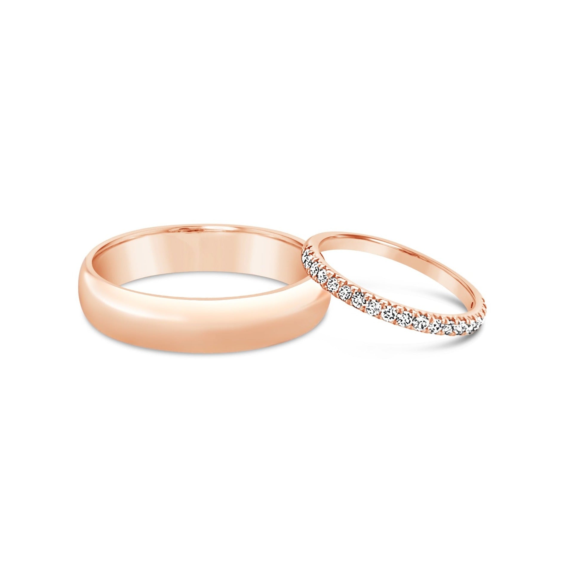 Classic 18K Rose Gold Band Set