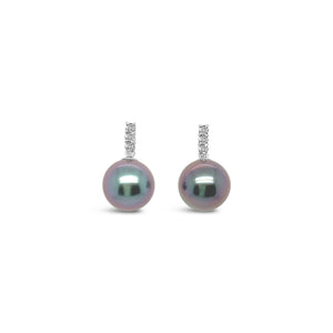 Aubergine Tahitian Pearl Diamond Earrings