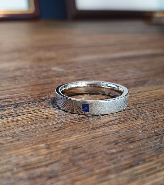 18K Champagne Gold Jekyll Hyde Band with Blue Sapphire