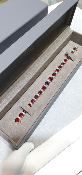 Red Spinel Diamond Bracelet